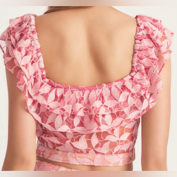 NEW WITH TAGS!!! Pink LoveShackFancy crop top with lace back. Size 4 never worn! - Picture 2 of 5